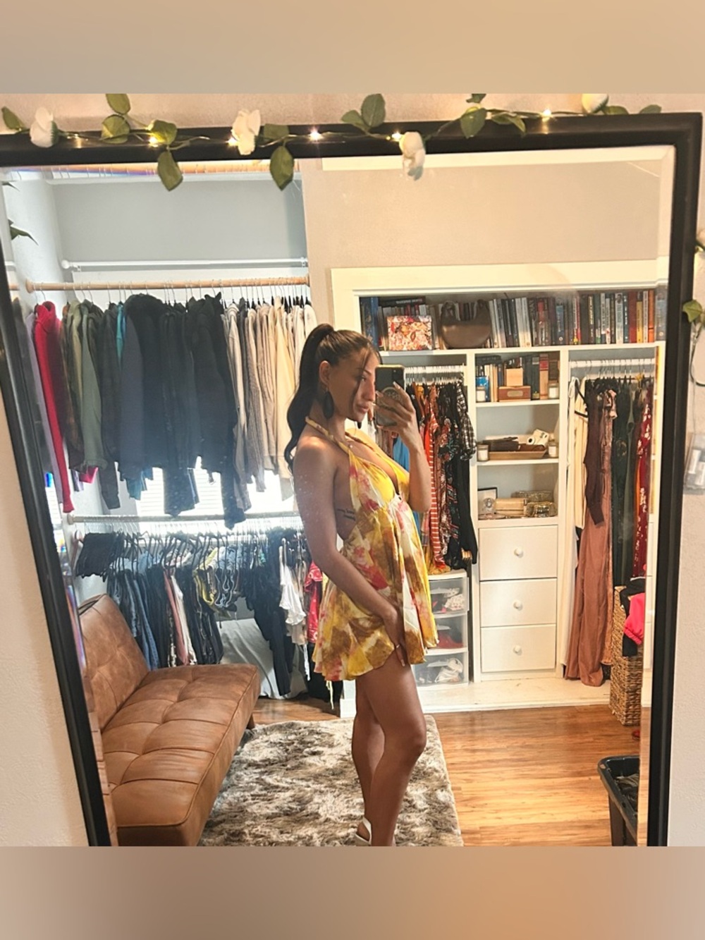 Floral Yellow Mini Dress - Sleeveless Summer Dress